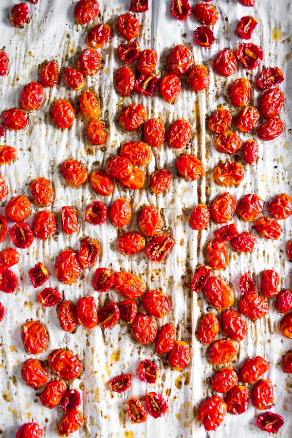 These slow roasted cherry tomatoes are made in the oven and come out sweet and delicious. Ready in 3 hours and perfect for pasta, salad, sandwiches or even for mid-day snacking. 