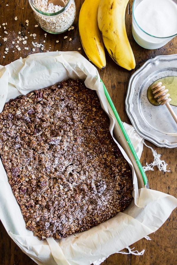 This banana bread crisp is the perfect balance of moist banana bread and crunchy oatmeal topping crisp. It's 100% comfort food taken to a whole new level. Trust me, even banana bread purists will love this twist!