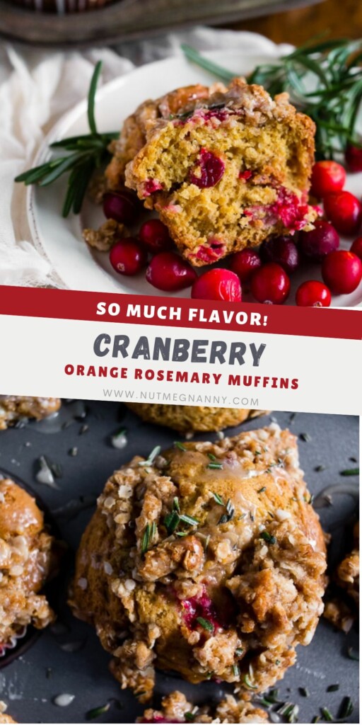 Cranberry Orange Rosemary Muffins pin for Pinterest. 
