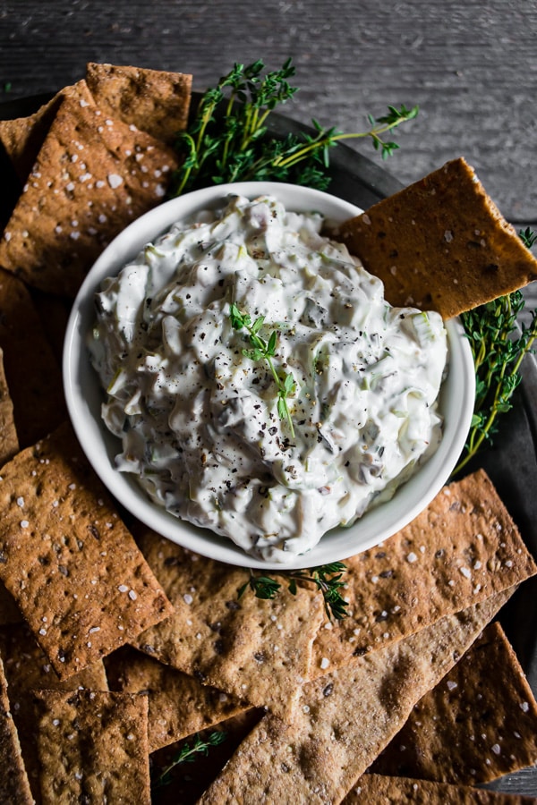 This charred triple onion dip is made with roasted leeks, green onions and scallions. Ready in under 30 minutes and perfect when served with crunchy crackers. You'll love the flavor you get out of this delicious dish!