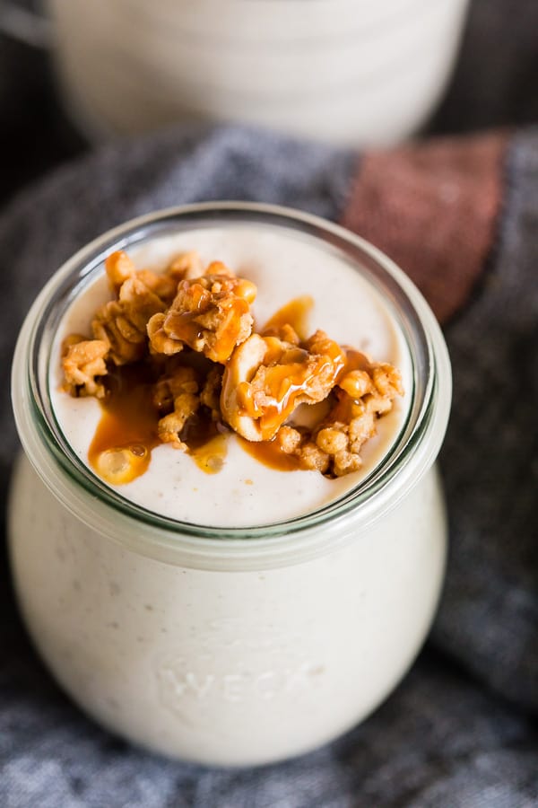 This caramel apple crisp milkshake is the perfect combination of ice cream and fall dessert flavor. It’s super easy to throw together and sure to be a hit with everyone. 