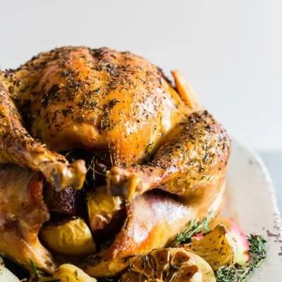 This garlic herb maple roast turkey is packed full of flavor with just a touch of maple syrup sweetness. It’s the perfect addition to any holiday table!