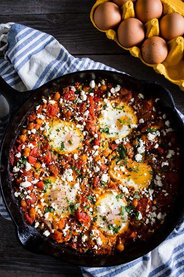 This feta chickpea shakshuka is the perfect breakfast, brunch or dinner recipe. It's packed full of protein and flavor and ready in just 35 minutes! Plus, it reheats beautifully and perfect when paired with crusty grilled bread.