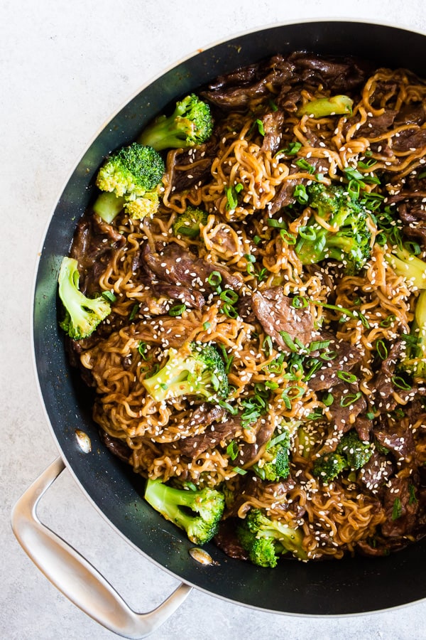 This easy beef and broccoli ramen noodles is a super tasty weeknight rush kind of meal. Rich and flavorful sauce tossed with marinated beef, broccoli and lots of ramen noodles. You'll love this simple and easy dish! 