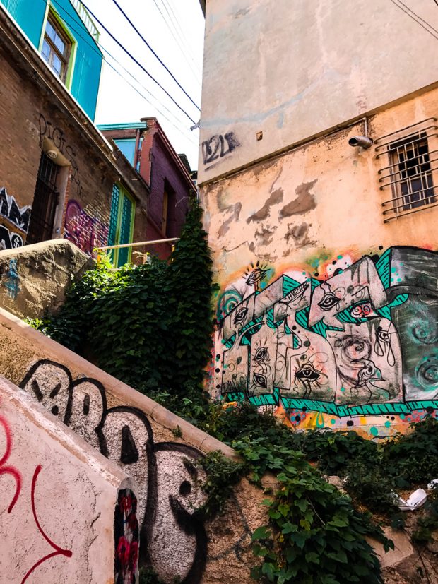 If you find yourself in Chile don't miss the opportunity to go on a Valparaiso Chile graffiti walking tour. The town is full of beautiful street art and graffiti and you will be rewarded with amazing views of the town as you walk up and down the many hills and old stairways of the town. 