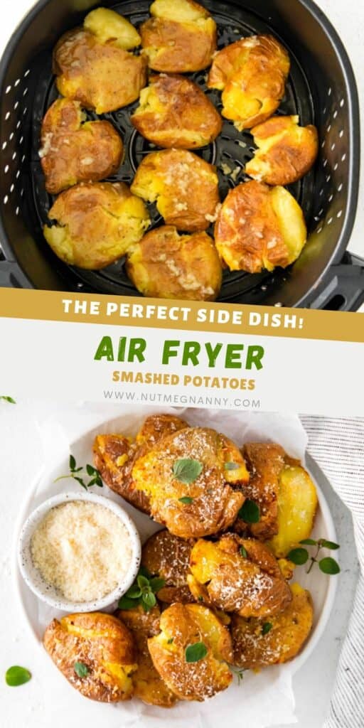 Air Fryer Smashed Potatoes pin for Pinterest. 