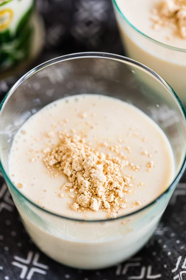 This peanut butter protein shake is the perfect meal replacement or light midday pick-me-up. Made with protein-packed fat free milk, powdered peanut butter, protein powder and an extra special ingredient to keep it extra smooth. You'll love this shake! 