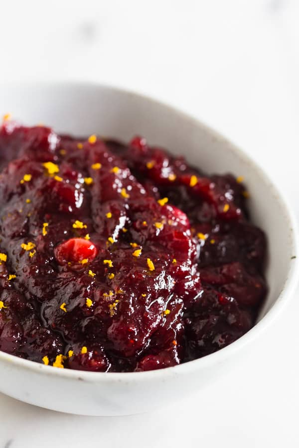 Cranberry Orange Sauce with Ginger in a bowl. 
