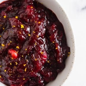 This super simple ginger laced cranberry orange sauce is perfect for Thanksgiving, Christmas or everyday eating. Made with fresh cranberries, orange juice and just a touch of brown sugar. You'll never need to buy canned again!