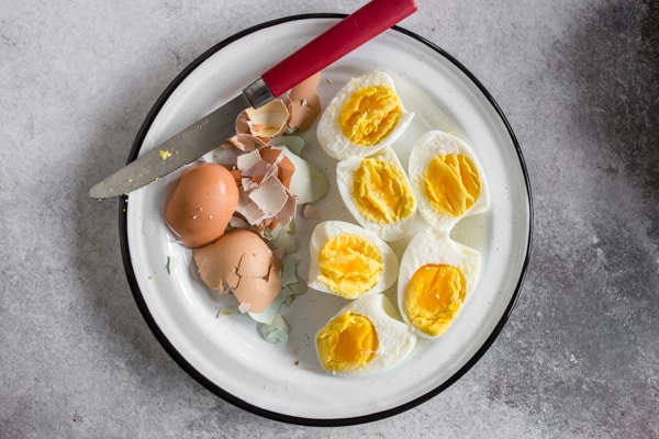 Instant Pot Hard Boiled Eggs served on a plate. 