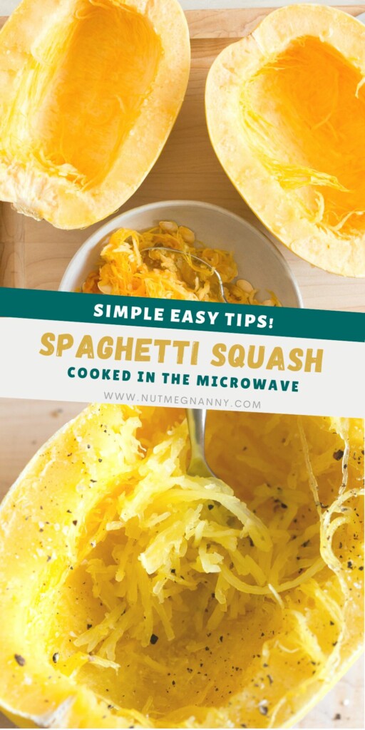 How To Cook Spaghetti Squash in the Microwave pin for Pinterest. 
