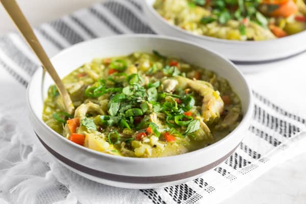 This Peruvian chicken soup (aka: aguadito de pollo) is packed full of flavor and ready in just an hour. If you love chicken, rice, vegetables and cilantro this soup is for you!