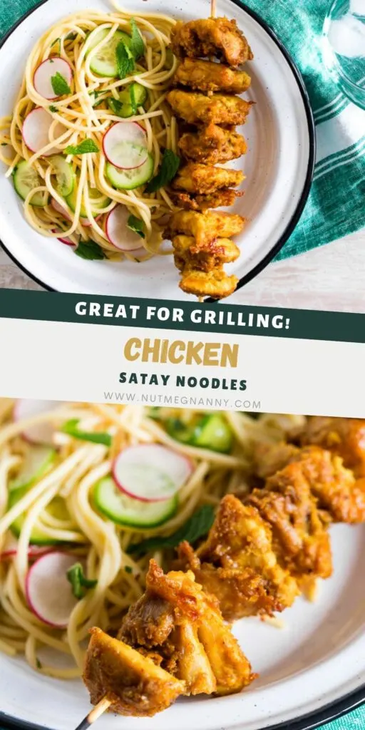 Chicken Satay Noodles pin for Pinterest. 