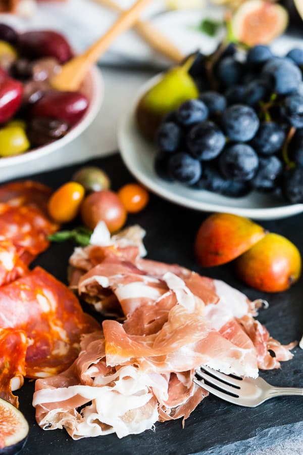 meat and fruit on the Ultimate Italian Antipasto Platter