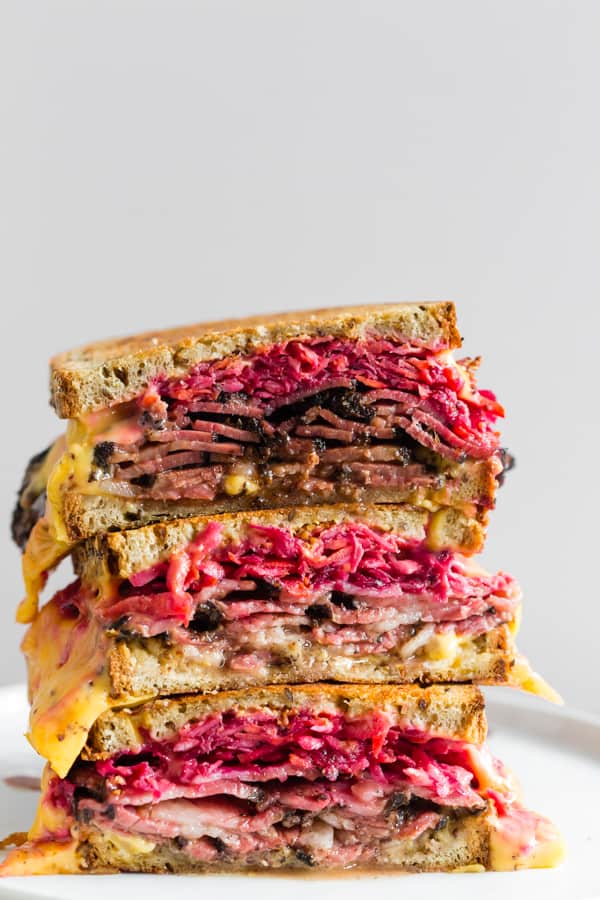 This grilled pastrami and root vegetable slaw sandwich is the perfect autumn sandwich. It’s grilled until the outside is crispy and the inside is perfectly warmed through. Plus, the addition of a homemade root vegetable slaw takes this sandwich to a whole new level of deliciousness.