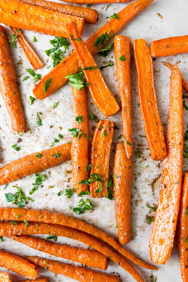 overhead shot of the best easy roasted carrots