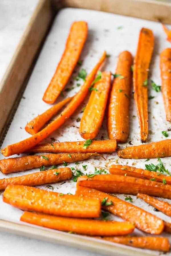 best easy roasted carrots on a sheet pan