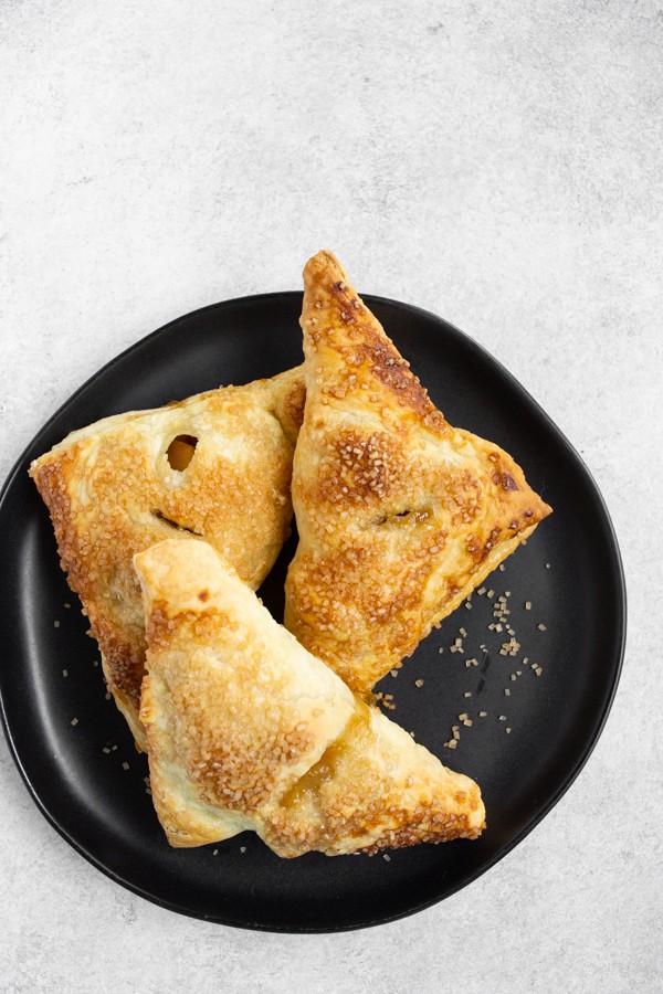 Easy Apple Turnovers on a black plate 