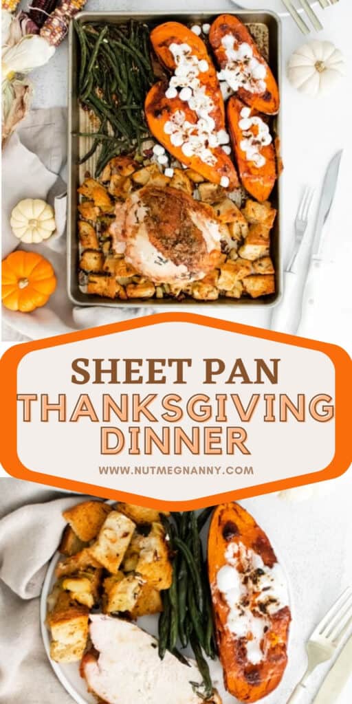 Sheet pan thanksgiving dinner long pin for Pinterest