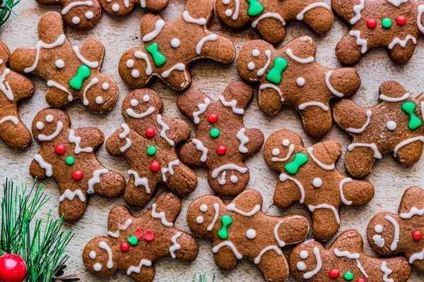 lots of soft gingerbread cutout cookies