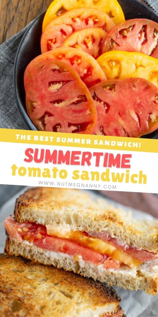 Summertime Tomato Sandwich pin for pinterest.