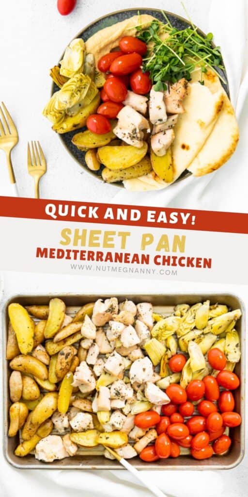 Sheet Pan Mediterranean Chicken pin for pinterest.