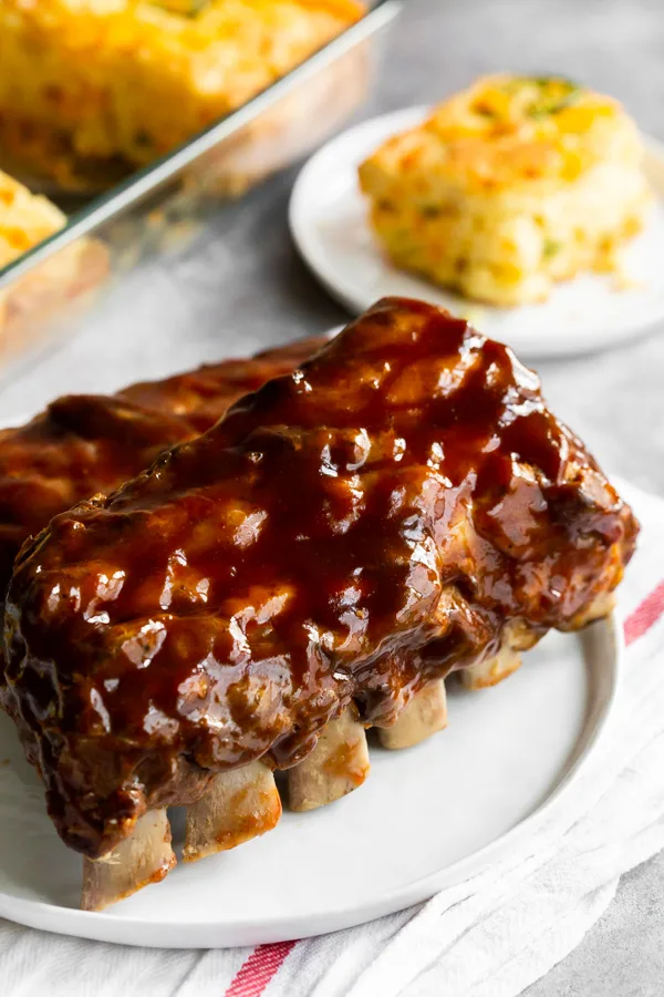 BBQ ribs on a plate.