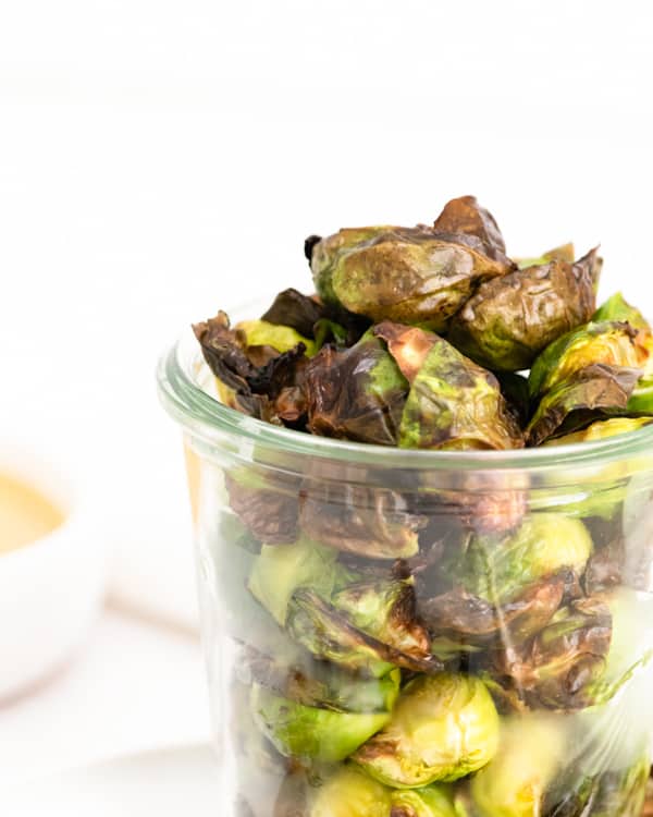 Air Fryer Brussels Sprouts served in a bowl. 