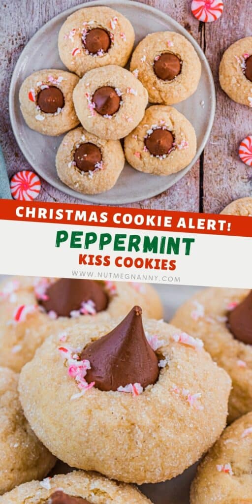 Peppermint Kiss Cookies pin for pinterest. 