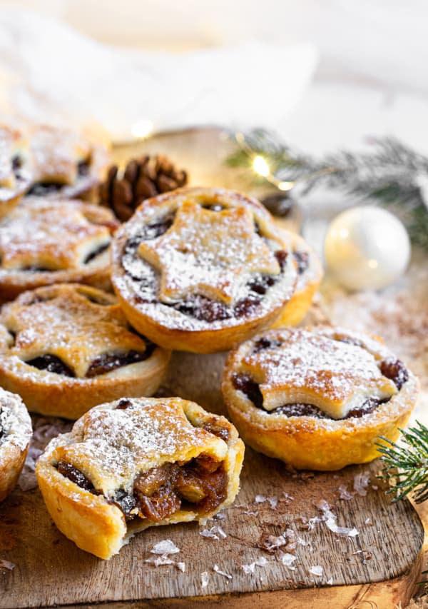 Mini Mincemeat Pies with a bite taken out of it. 