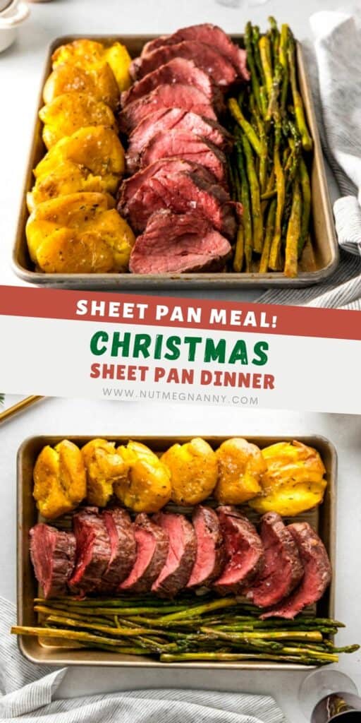 Sheet Pan Christmas Dinner pin for pinterest. 
