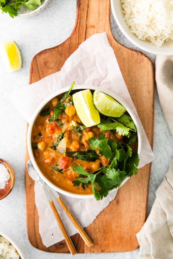 Vegan Chickpea Curry in a bowl. 