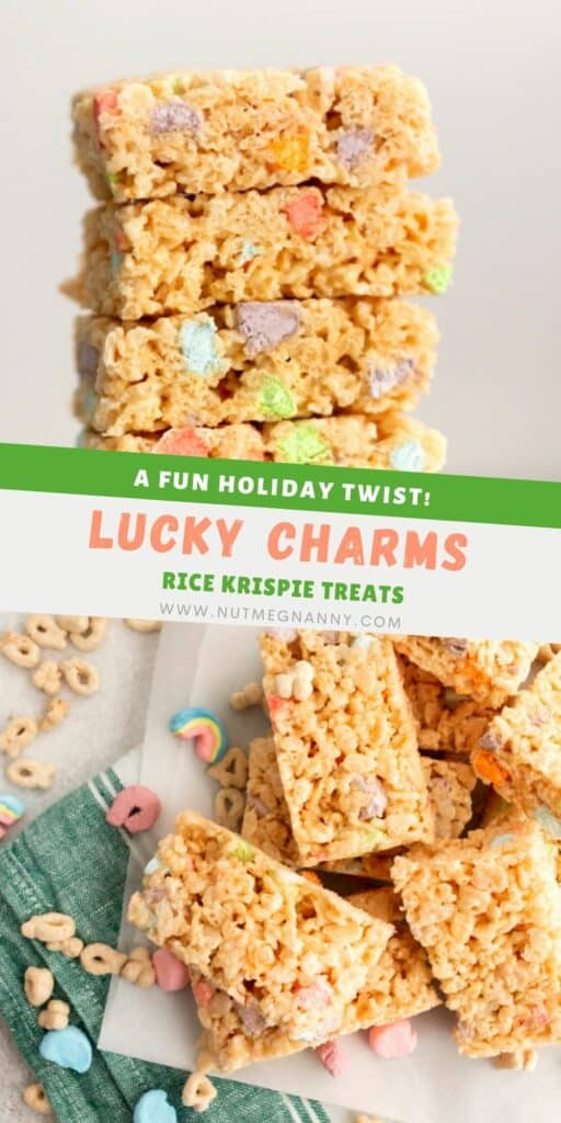 Lucky Charms Rice Krispie Treats pin for Pinterest. 
