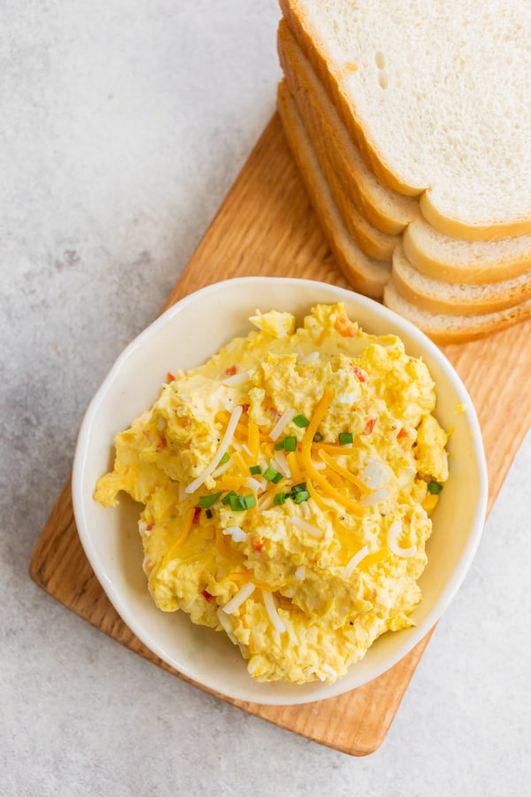 Pimento Cheese Egg Salad in a bowl. 