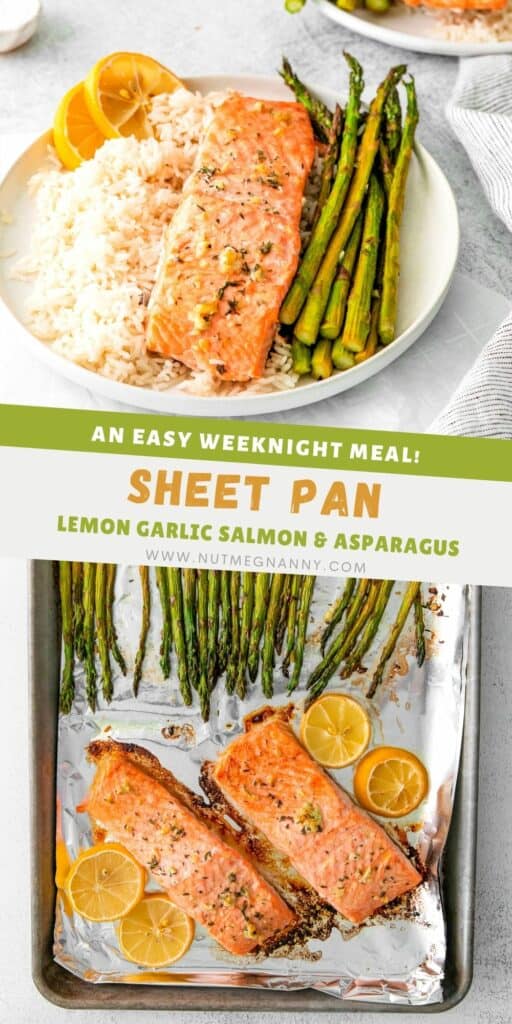 Sheet Pan Lemon Salmon pin for Pinterest. 