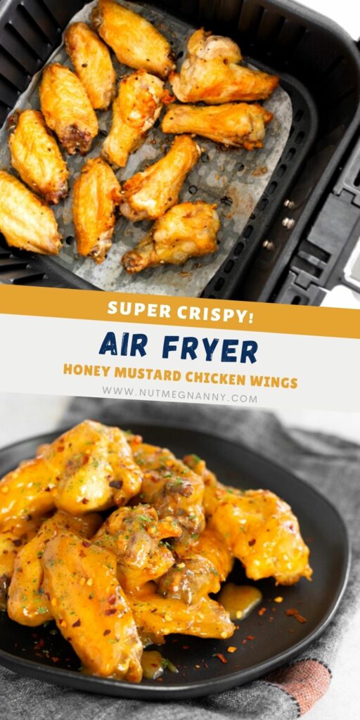 Air Fryer Honey Mustard Chicken Wings pin for Pinterest. 
