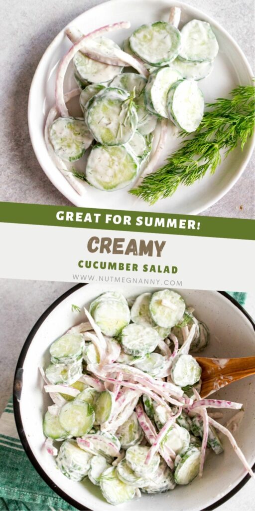 Creamy Cucumber Salad pin for Pinterest. 