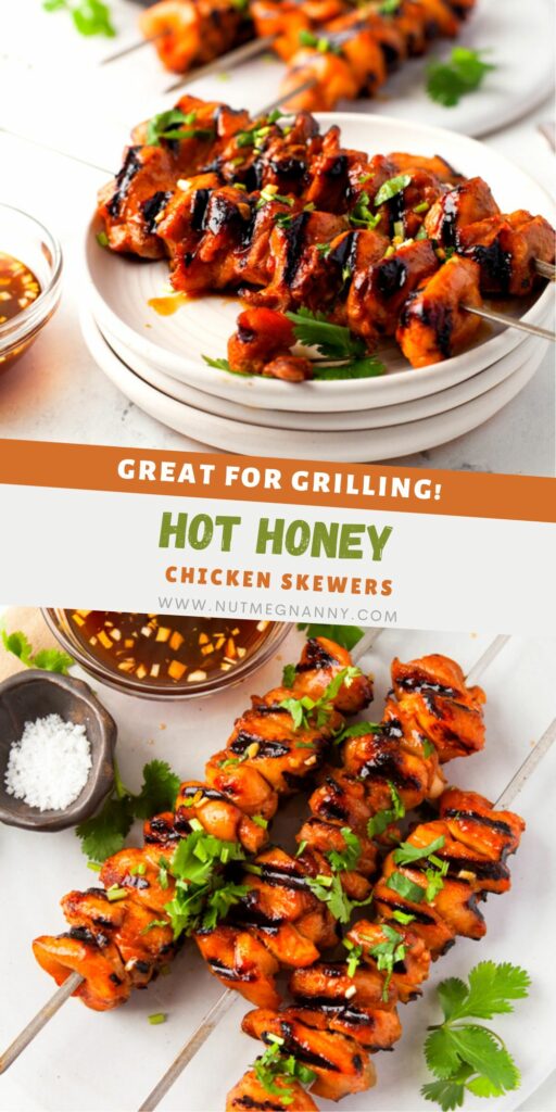 Hot Honey Chicken Skewers pin for Pinterest. 