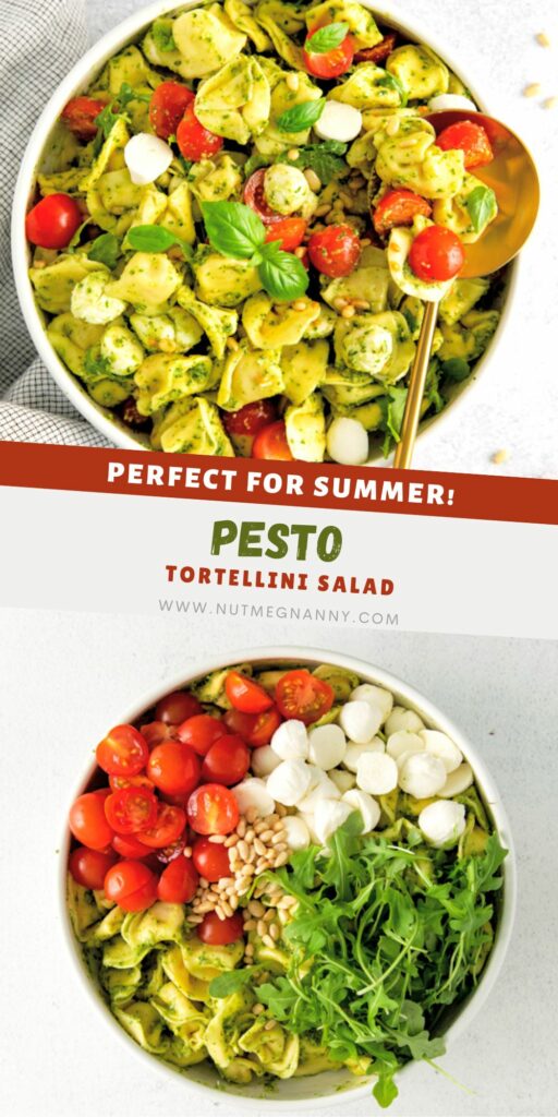 Pesto Tortellini Salad pin for Pinterest.