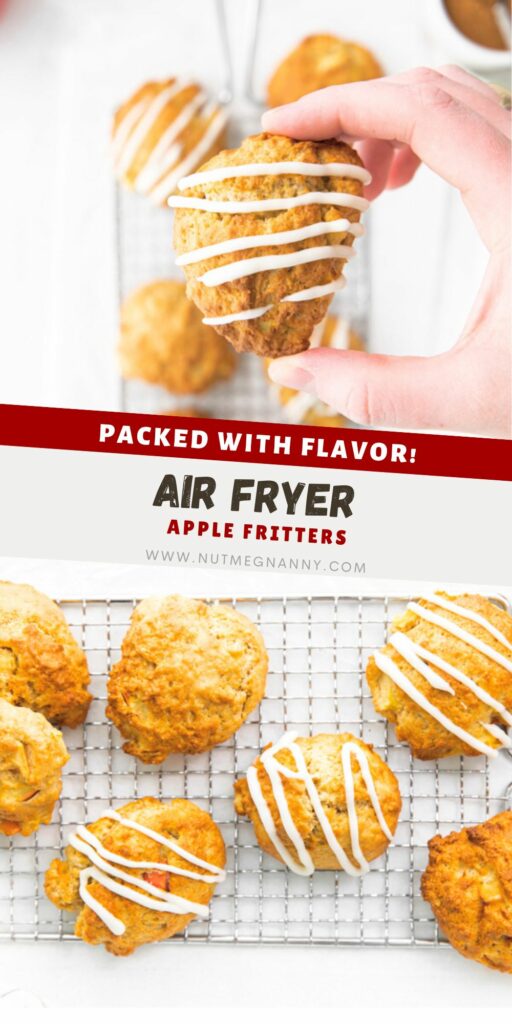 Air Fryer Apple Fritters pin for Pinterest. 