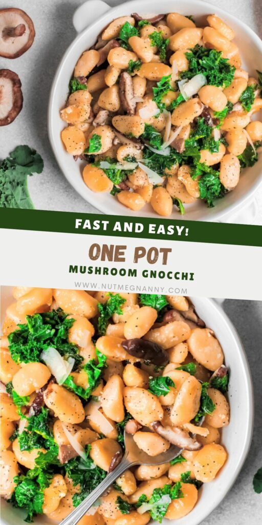 One Pot Mushroom Gnocchi pin for Pinterest. 