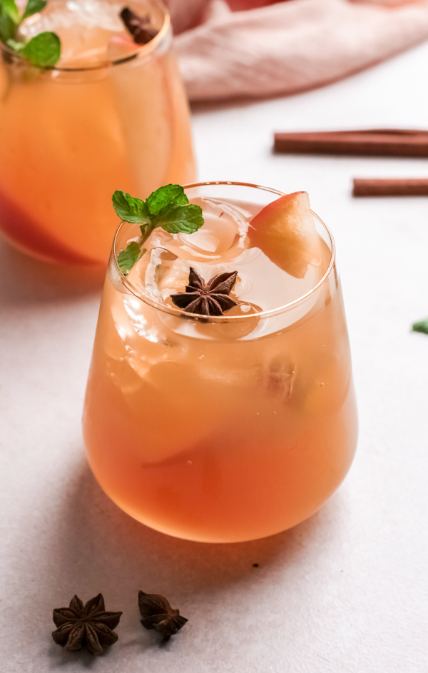 Apple Cider Mojito in a cocktail glass. 