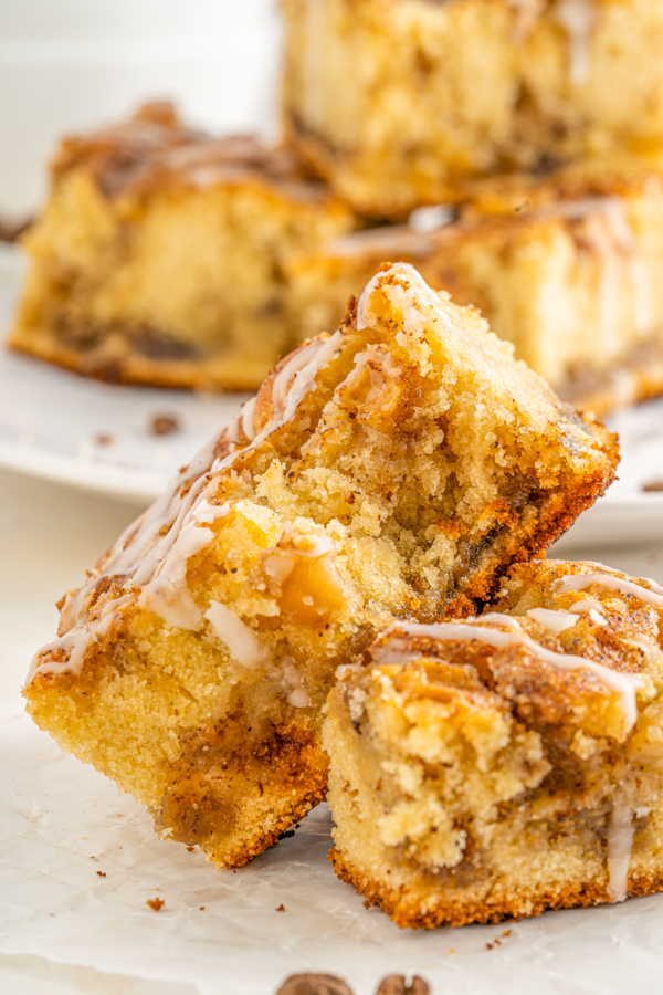 Coffee Cake with a bite take out of it. 