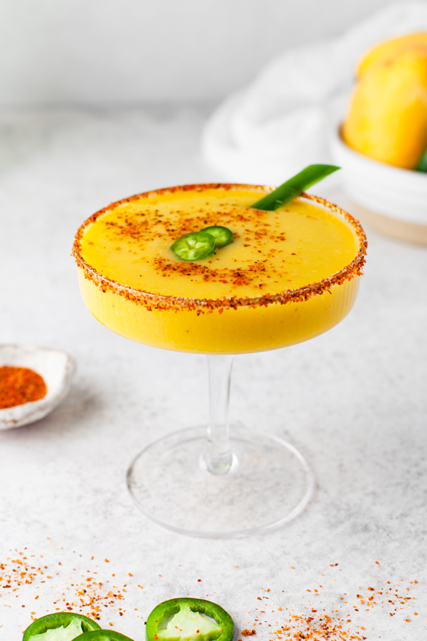 spicy mango margarita in a glass. 