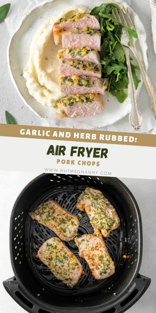Air Fryer Pork Chops pin for Pinterest. 
