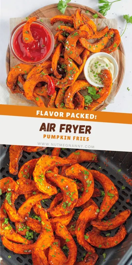 Air Fryer Pumpkin Fries pin for Pinterest. 