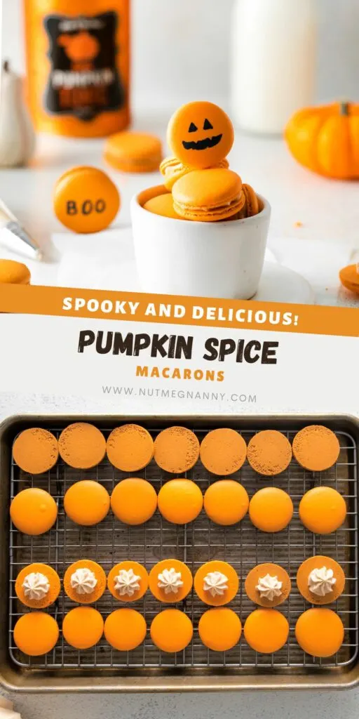 Pumpkin Spice Macarons pin for Pinterest. 