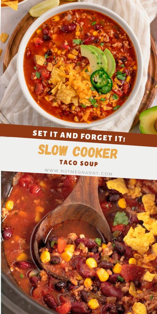 Slow Cooker Taco Soup pin for Pinterest. 