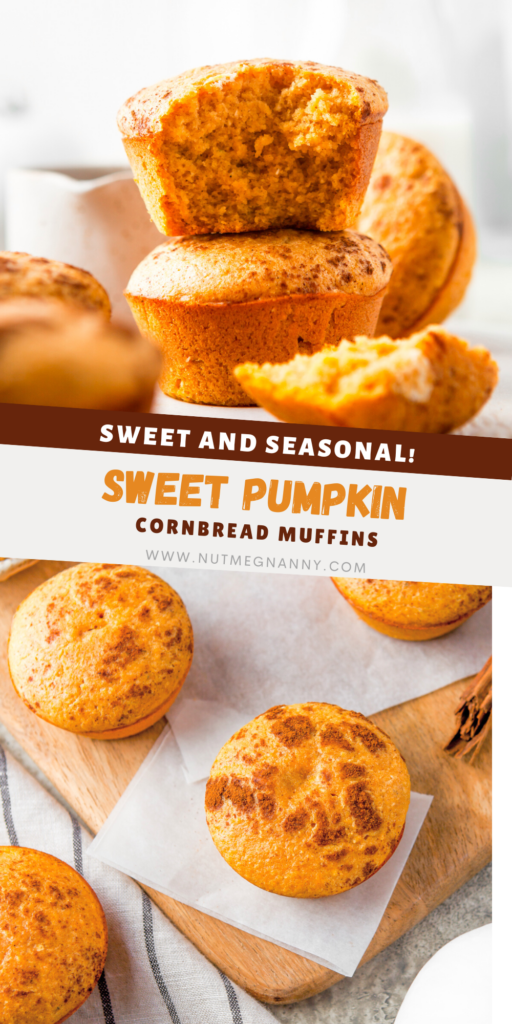 Sweet Pumpkin Cornbread Muffins pin for Pinterest. 