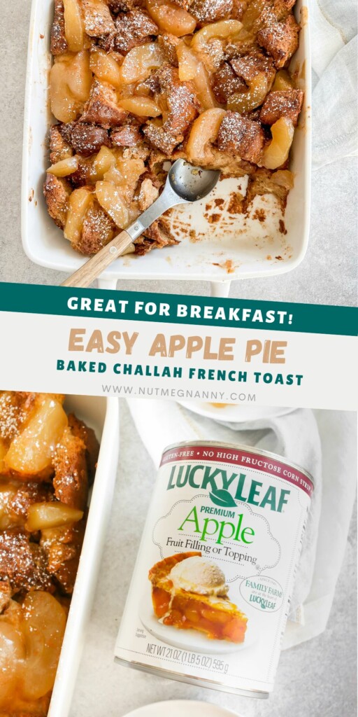 Apple Pie Baked French Toast graphic pin for Pinterest. 